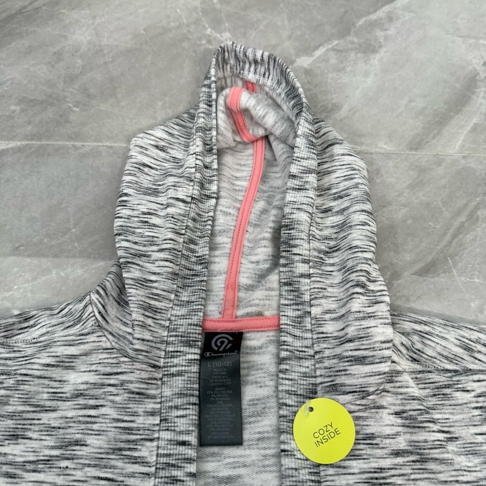 Girls' Champion C9 Open Front Heathered Hooded Jacket Thumbholes Large 10-12 - Picture 10 of 16